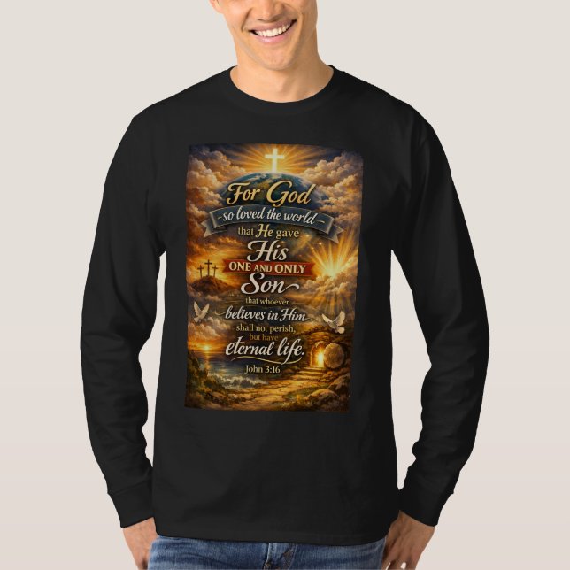 Camiseta de manga larga para hombres con versículo (Anverso)