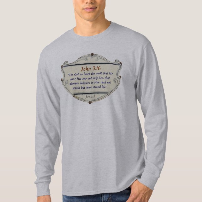 Camiseta de manga larga para hombres con versículo (Anverso)