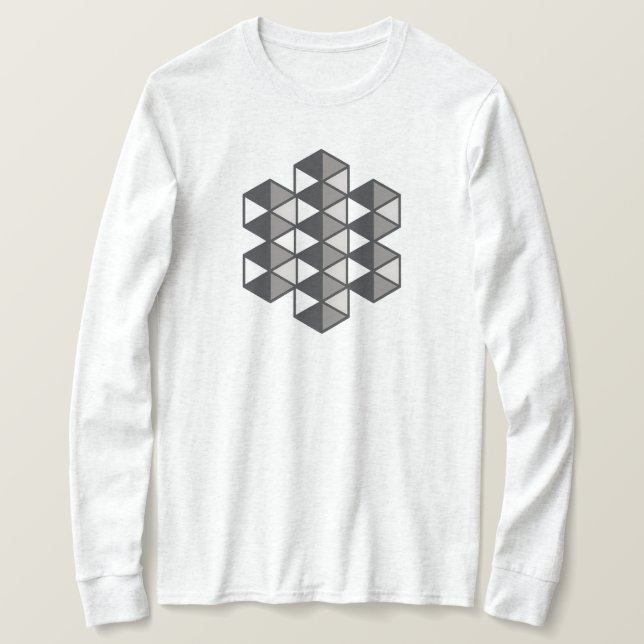 Camiseta de manga larga para mujer con triángulos  (Anverso del diseño)
