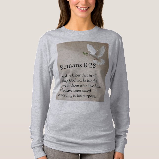 Camiseta de manga larga para mujer con versículo b (Anverso)