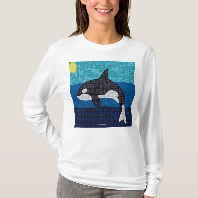 Camiseta de manga larga para mujer Orca (blanco) (Anverso)