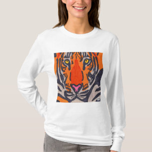 Camiseta de manga larga para mujer (tigre blanco)