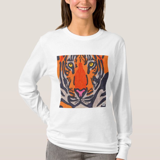Camiseta de manga larga para mujer (tigre blanco) (Anverso)
