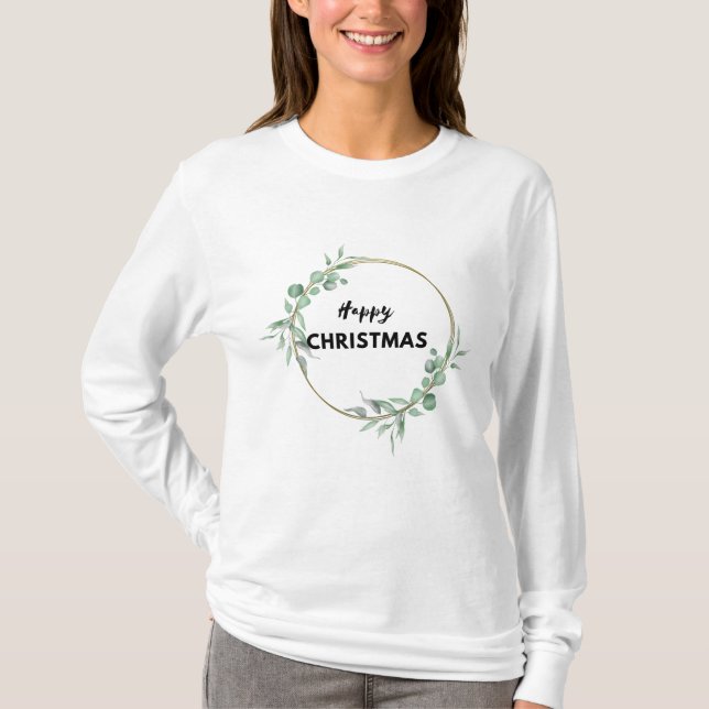 Camiseta de manga larga para Navidades felices (Anverso)