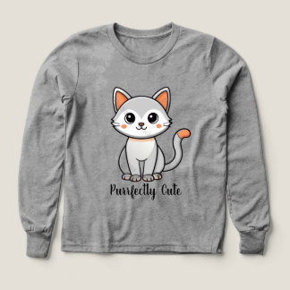 Camiseta de manga larga para niños con gato Kawaii