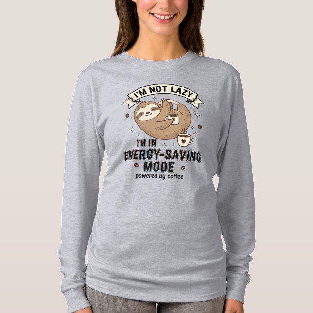 Camiseta de manga larga Sloth Coffee Energy Saving (Anverso)