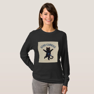 Camiseta de manga larga Stay Curious Black Cat