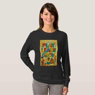 Camiseta de manga larga tipografía Play Learn Grow