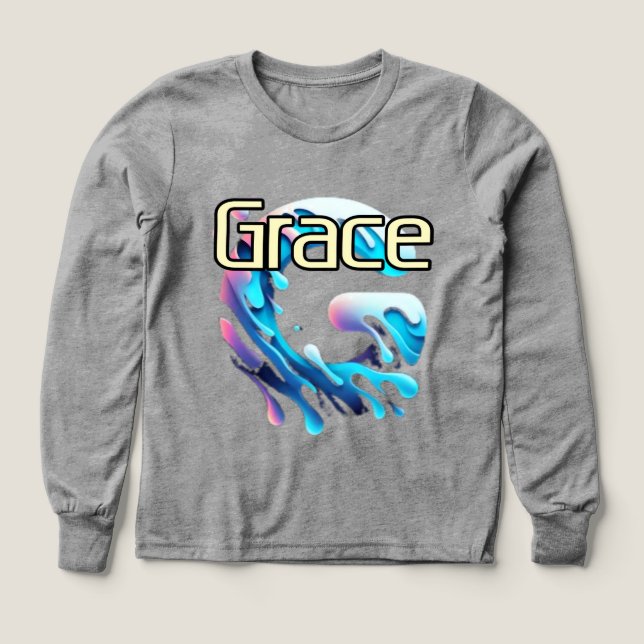 Camiseta de manga larga triblend para niños Bella+ (Diseño frontal)