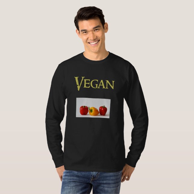 Camiseta de manga larga vegana para hombres a la v (Anverso completo)