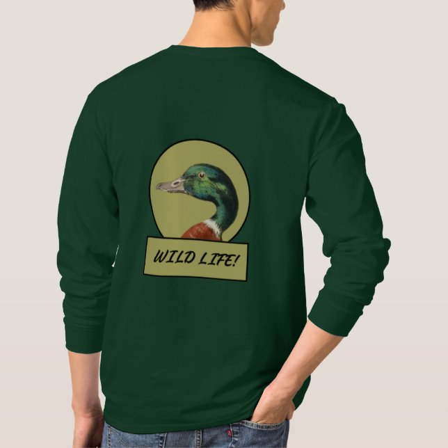 Camiseta de manga larga verde bosque cabeza de pat (Reverso)