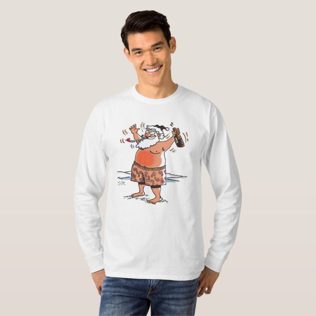 Camiseta de manga larga y blanca de Santa Claus (Anverso completo)