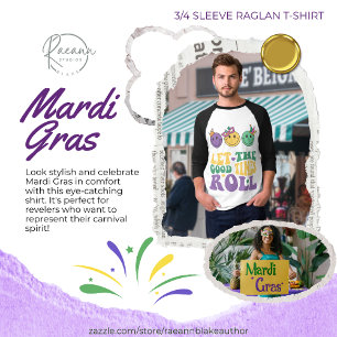 Camiseta de manga raglán 3/4 para Mardi Gras