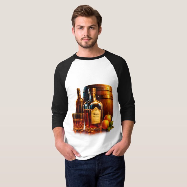 Camiseta de manga raglán de barril de Whiskey rúst (Anverso completo)