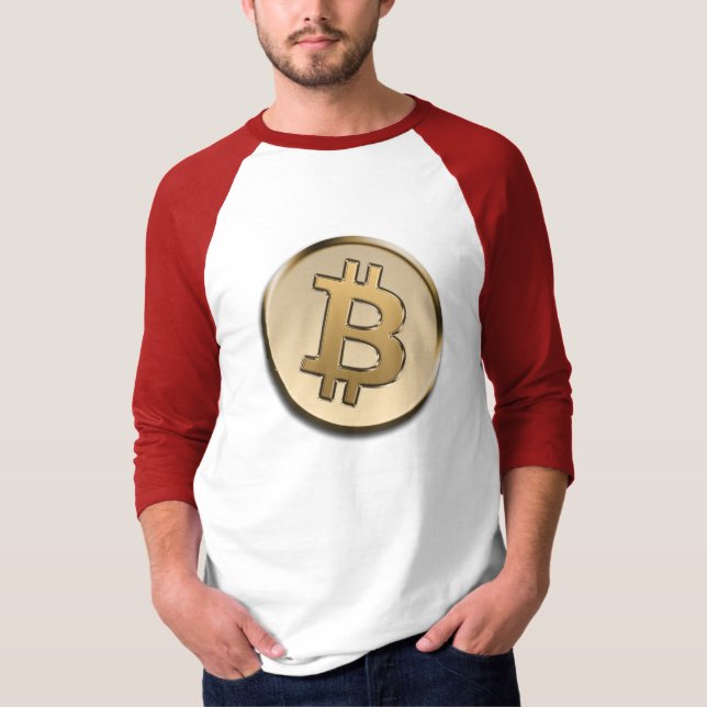 Camiseta de manga Raglan Golden Bitcoin (Anverso)