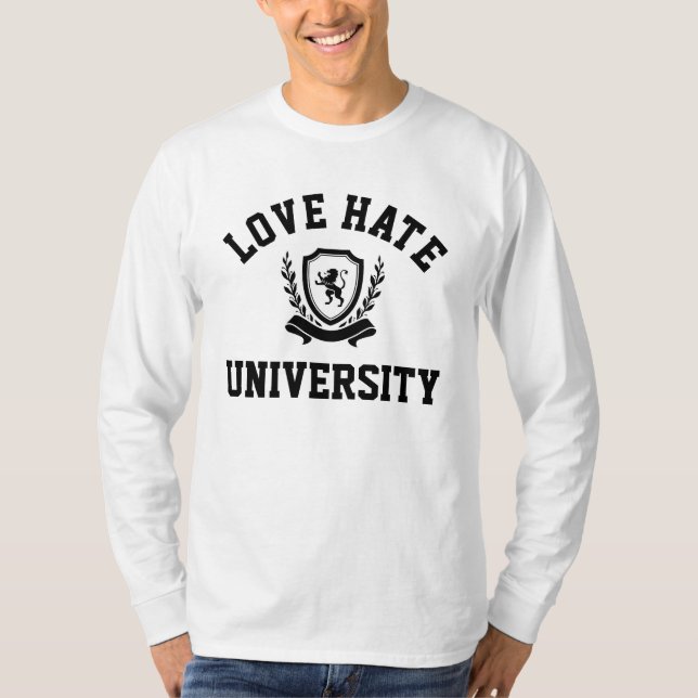 Camiseta de manga raglán Love/Hate University (Anverso)