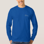 Camiseta De Mangas Largas Bordada Groom Shirt<br><div class="desc">La camiseta de mangas largas Groom se muestra en un color azul real con texto bordado en blanco. Personalizar esta camisa o compra como está.</div>
