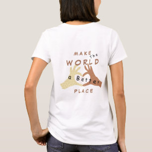 Camiseta de mano de amistad - Hacer del mundo un l