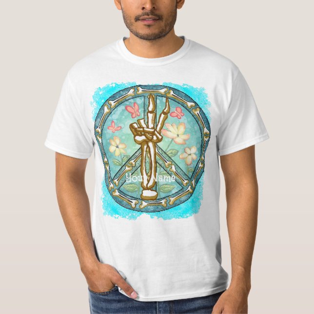 Camiseta de mano para el esqueleto de la paz (Anverso)