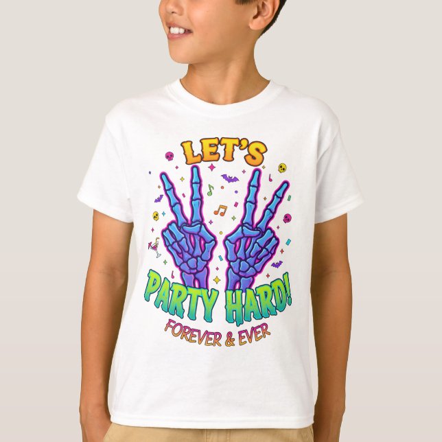 Camiseta de Manos de Esqueleto | ¡Vamos a Festejar (Anverso)