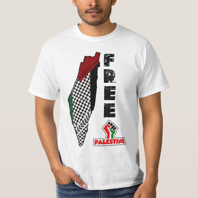 Camiseta de mapa de keffiyeh de Palestina libre ba (Anverso)