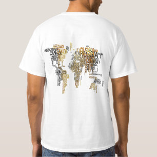 Camiseta de Mapa Mundial Vintage, Geografía Artíst