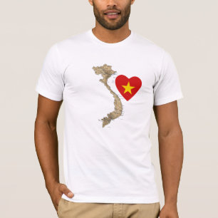 Camiseta de mapa y corazón con bandera de Vietnam