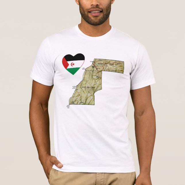 Camiseta de mapa y corazón con bandera del Sahara  (Anverso)