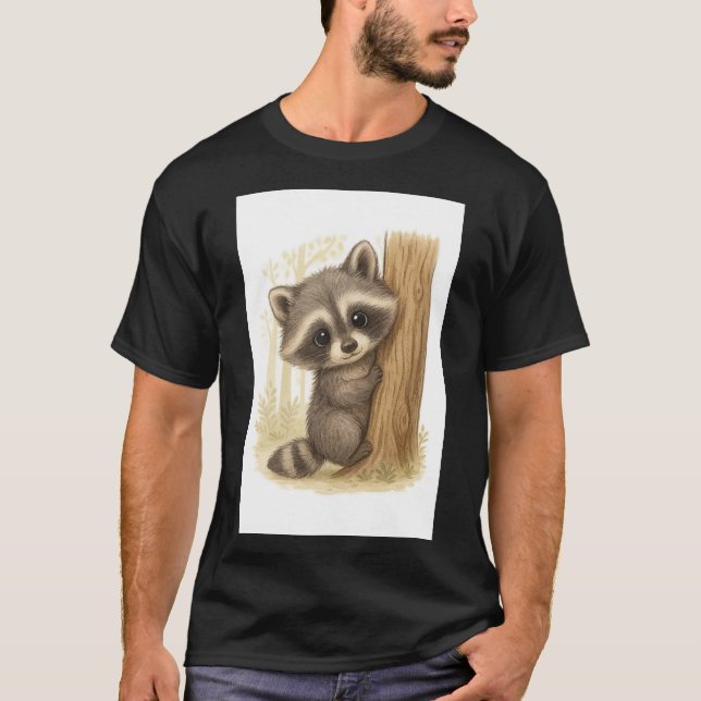 Camiseta de Mapache Adorable Espiando (Anverso)