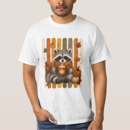 Camiseta de mapache amante del café otoñal lindo |