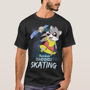 Camiseta de Mapache Cohete Patinando Espacio Gamer