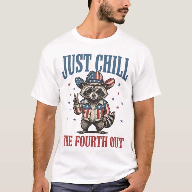Camiseta de mapache patriota Relájate el cuatro de (Anverso)