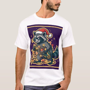 Camiseta de Mapache Robando Luces de Navidad