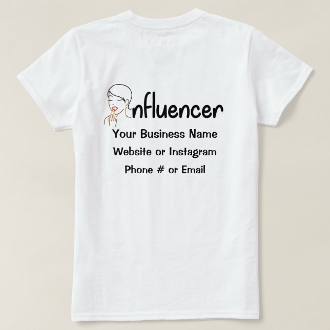 Camiseta de maquillaje e influencia de la belleza (Reverso del diseño)