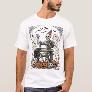 Camiseta de máquina de coser esqueleto de Hallowee