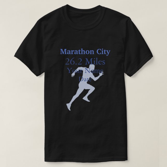Camiseta de maratón azul personalizada (Diseño del anverso)