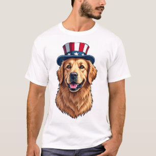 Camiseta de marco dividido Patriótico Golden Retri