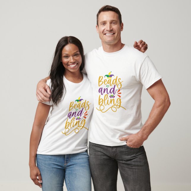 Camiseta de Mardi Gras con cuentas y brillo  (Unisexo)