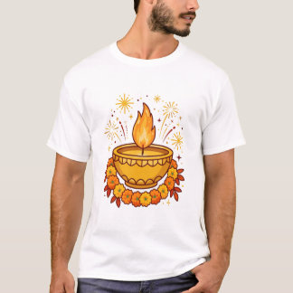 Camiseta de Marigold Diya Diwali Feliz