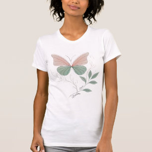Camiseta de mariposa  Cita de libertad   Verde y n