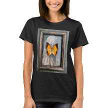 Camiseta de mariposa con caracol de borde negro