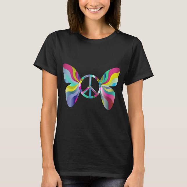 Camiseta de mariposa de paz psicodélica (Anverso)