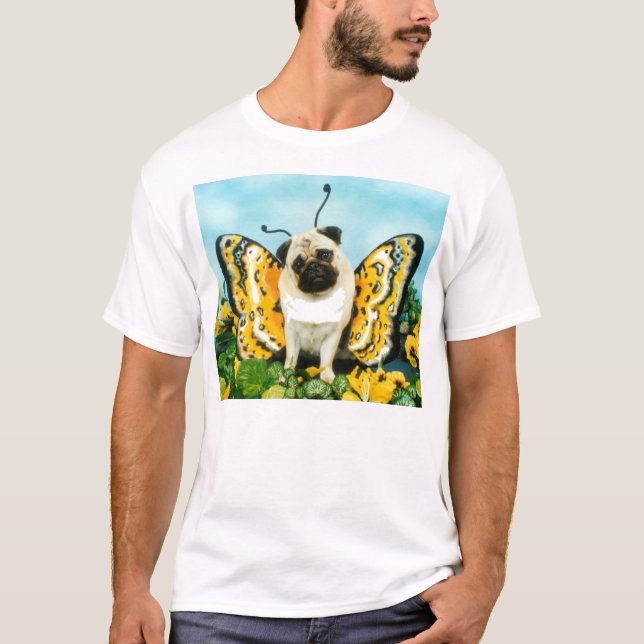 Camiseta de mariposa de perro de pug (Anverso)