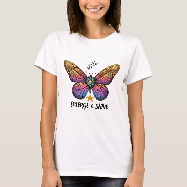 Camiseta de Mariposa Emerge y Brilla (Anverso)