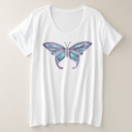 Camiseta de mariposa, lavanda y tamaño Verde azula