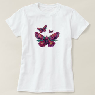 Camiseta de mariposa nocturna floral vibrante