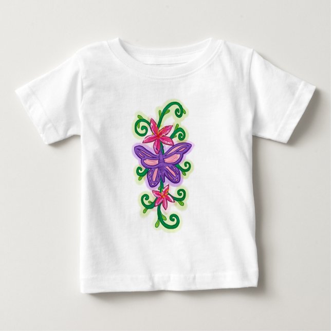 Camiseta de mariposa púrpura para bebés (Anverso)