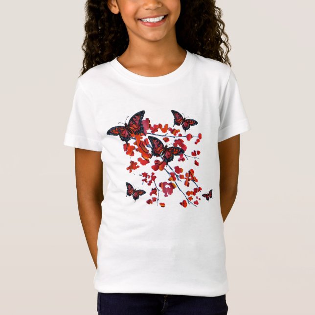 Camiseta de mariposa roja para niños (Anverso)