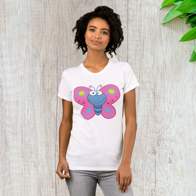 Camiseta De Mariposa Rosa Sonriente (Subido por el creador)