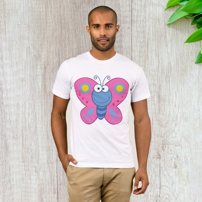 Camiseta de mariposa rosa sonriente (Subido por el creador)